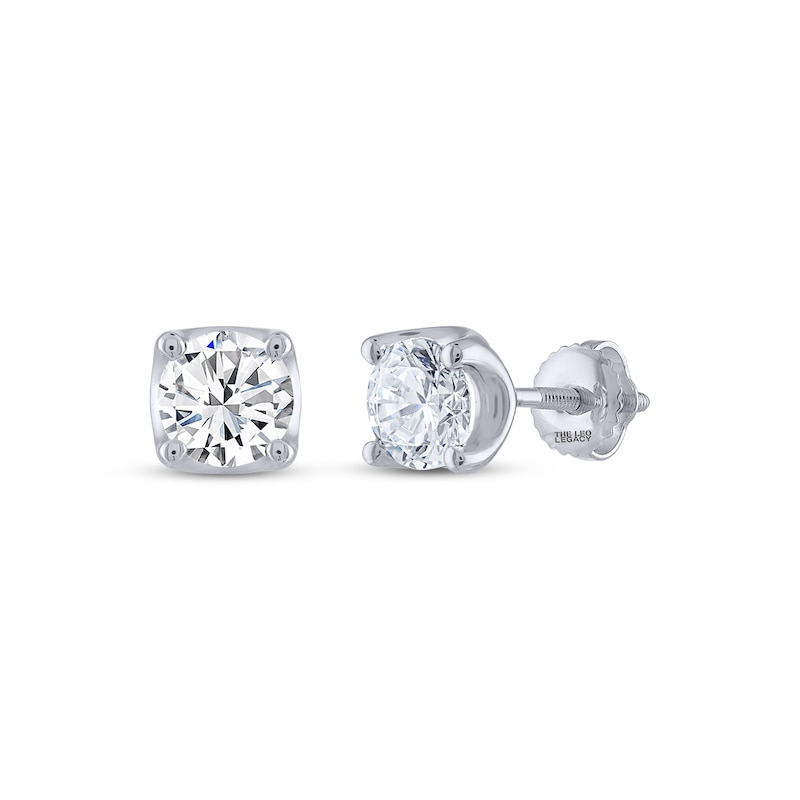 THE LEO Legacy Lab-Created Diamond Round-Cut Solitaire Stud Earrings 1-1/2 ct tw White Gold Plated