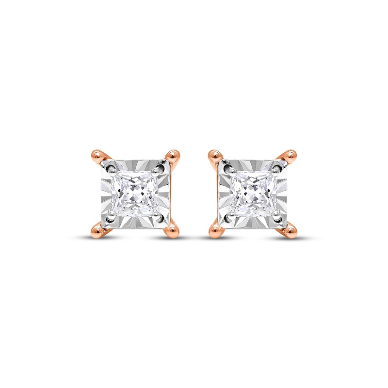 Radiant Reflections Princess-Cut Diamond Solitaire Earrings 1 ct tw Rose Gold Plated