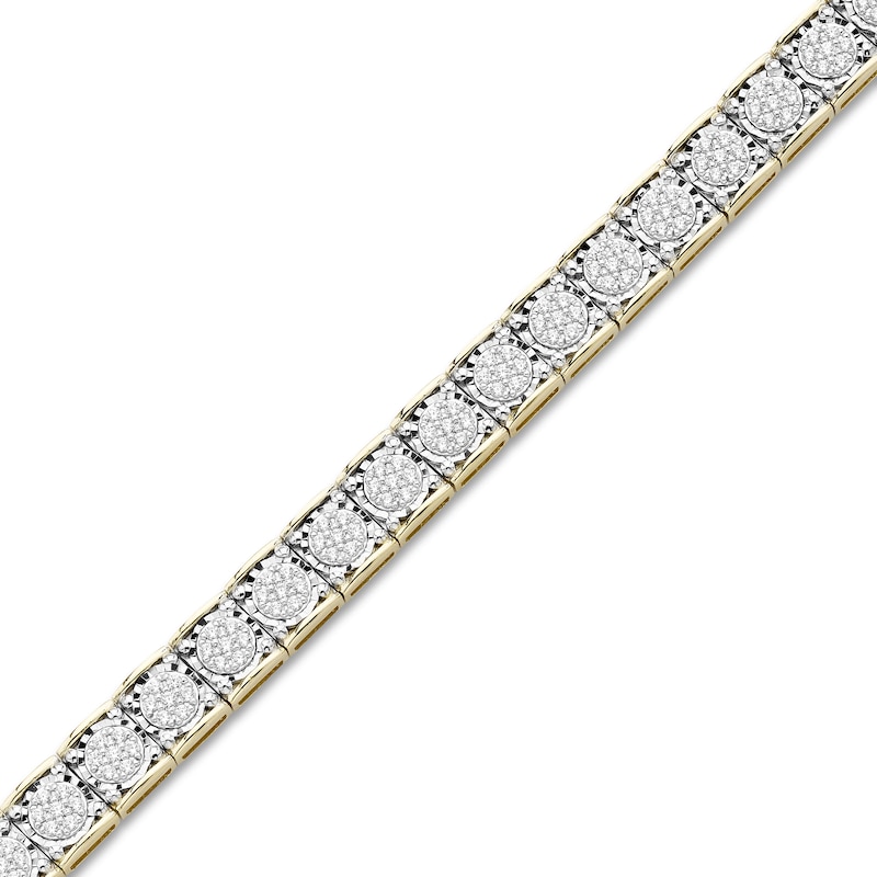 Men's Diamond Large Tennis Bracelet 2 ct tw Round-cut Yellow Gold Plated 8.5