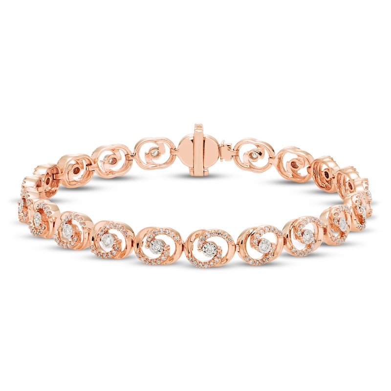 Encircled by Love Diamond Line Bracelet 1 ct tw Round-cut Rose Gold Plated 7.25