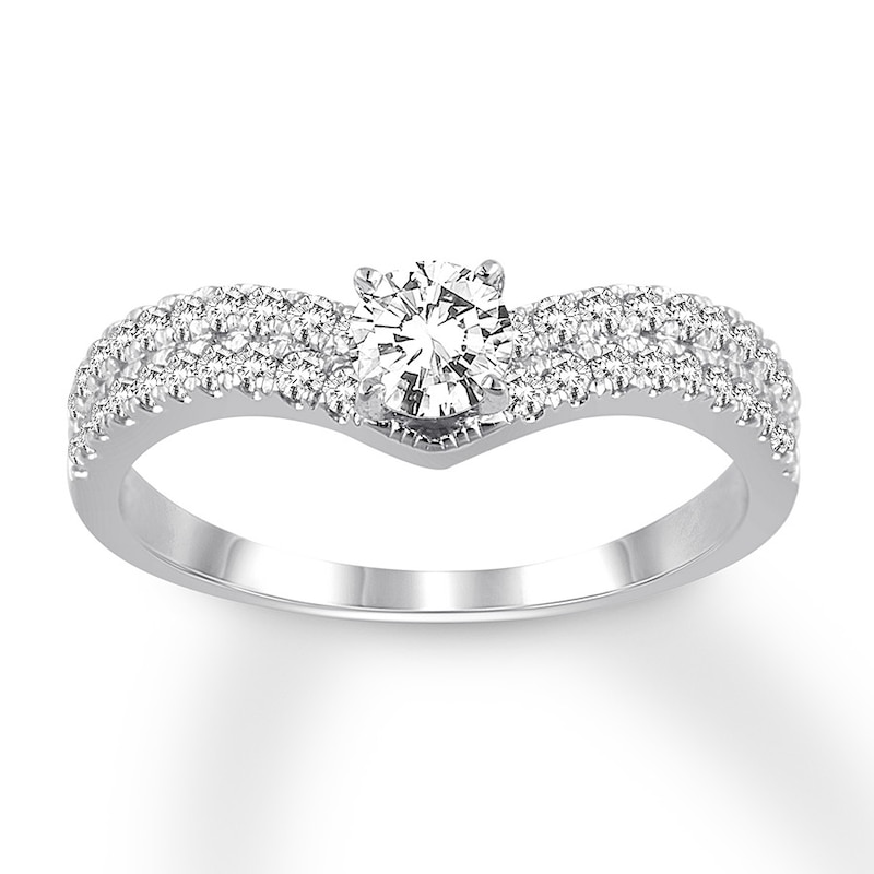 Diamond Engagement Ring 3/4 ct tw Round-cut White Gold Plated