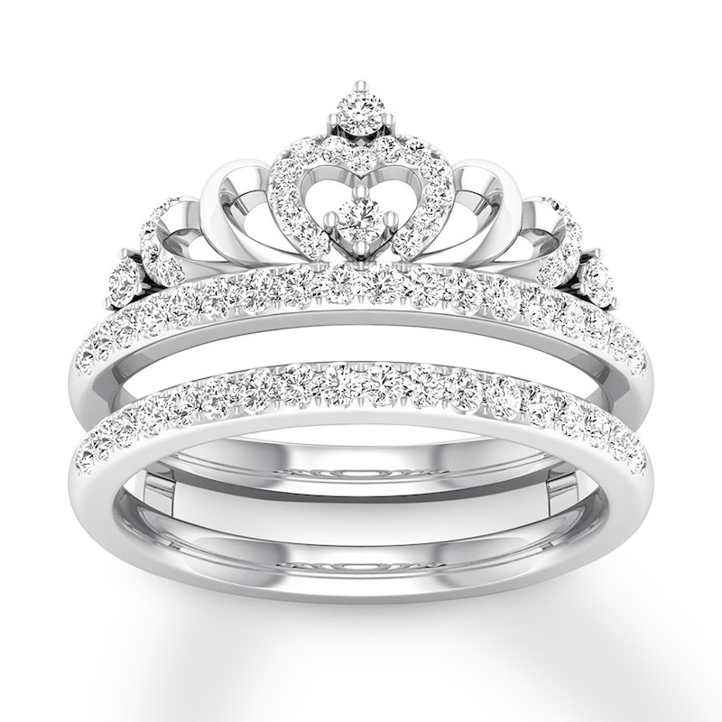 Diamond Enhancer Ring 1/2 ct tw Round-cut White Gold Plated