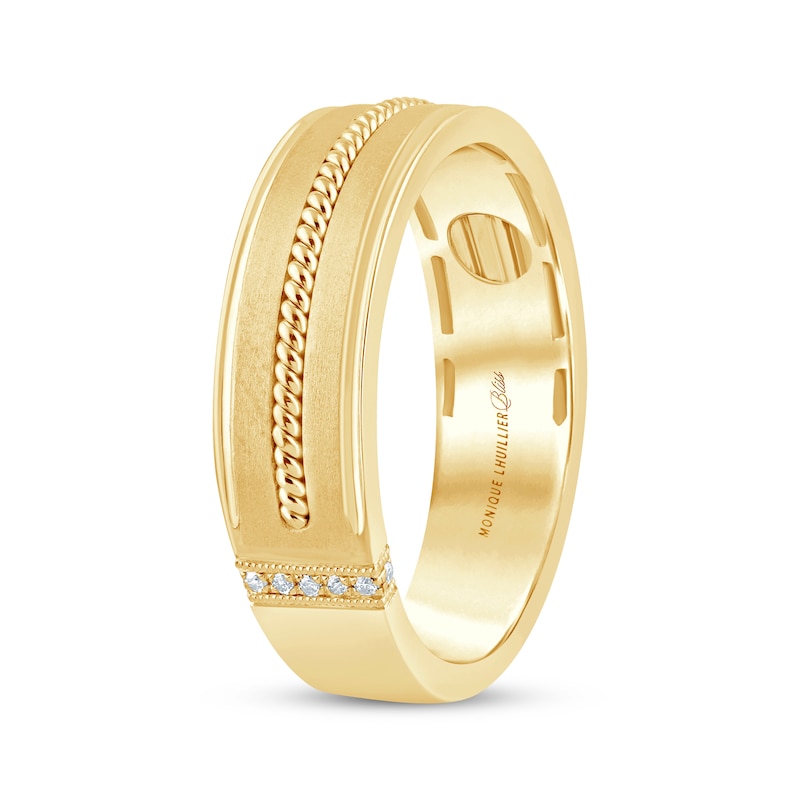 Monique Lhuillier Bliss Men's Diamond Accent Wedding Ring Yellow Gold Plated
