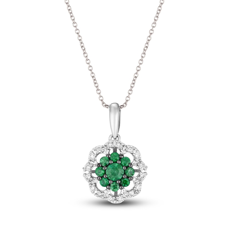 Le Vian Emerald & Diamond Necklace 1/8 ct tw Diamonds Vanilla Gold Plated 18