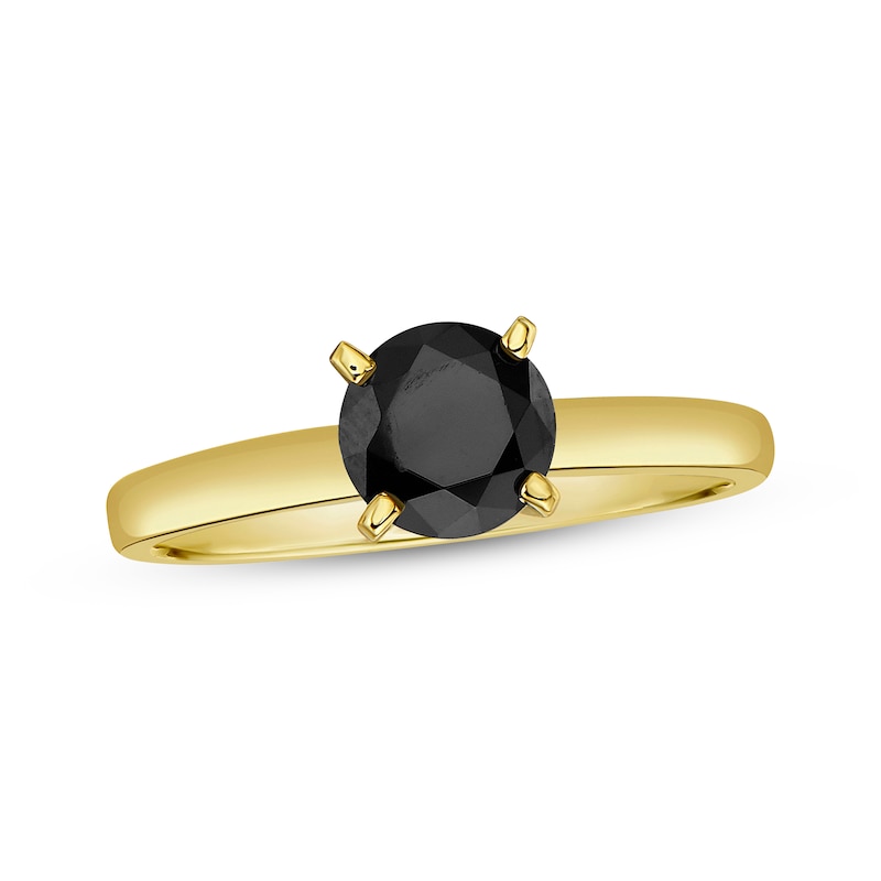 Black Diamond Solitaire Ring 1 ct tw Yellow Gold Plated