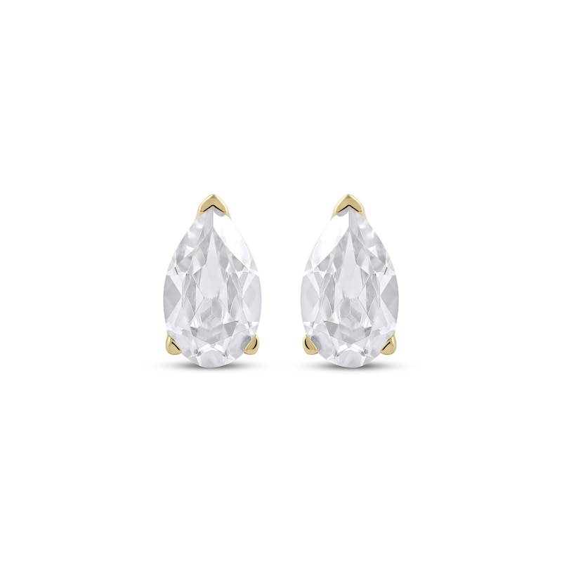 Lab-Created Diamonds by Pear-Shaped Solitaire Stud Earrings 1 ct tw Yellow Gold Plated