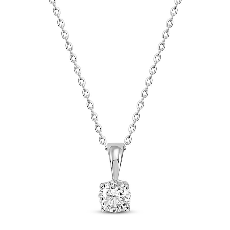 Solitaire Diamond Necklace 1/2 ct tw Round-cut White Gold Plated 18