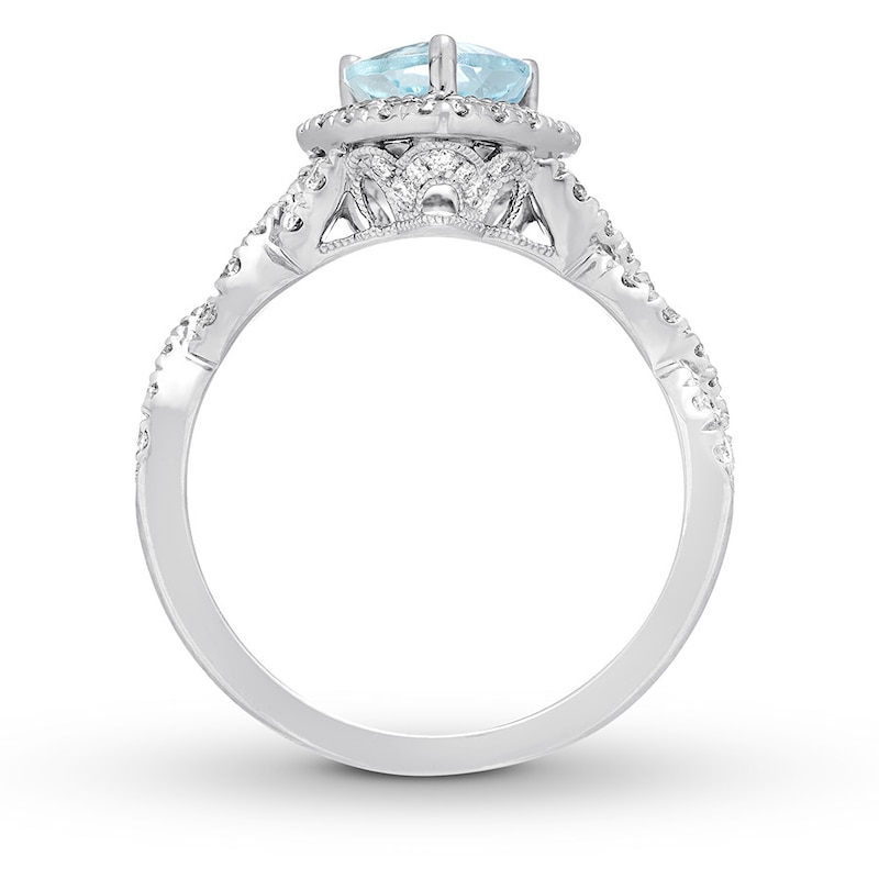 Neil Lane Aquamarine Engagement Ring 3/4 cttw Pear & Round-cut White Gold Plated