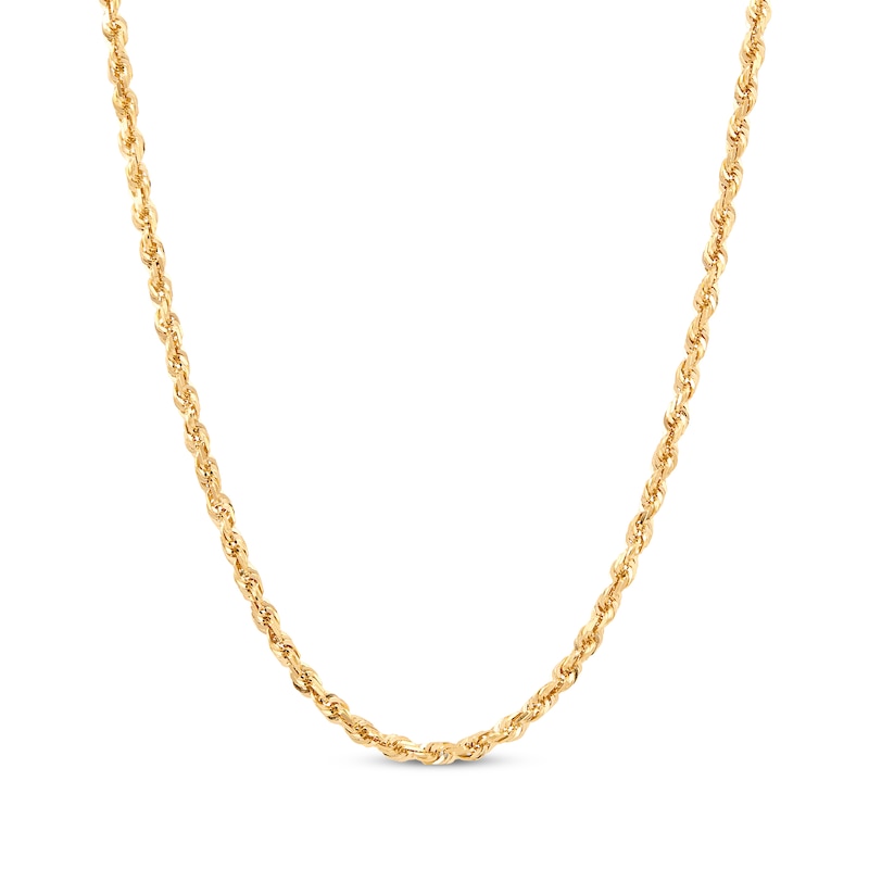 Solid Glitter Rope Chain Necklace 3.8mm Yellow Gold Plated 22