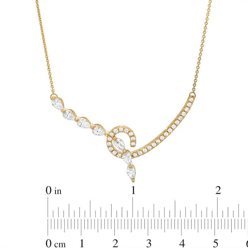 Diamond Swirl Necklace 1 ct tw Pear & Round-cut Yellow Gold Plated 18