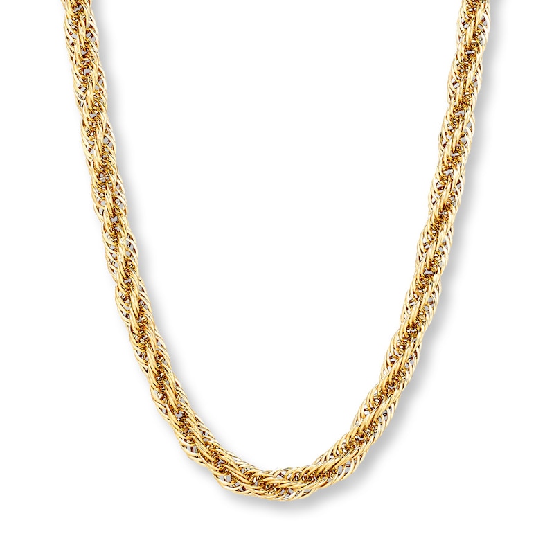 Twisted Hollow Link Chain Necklace Yellow Gold Plated 20