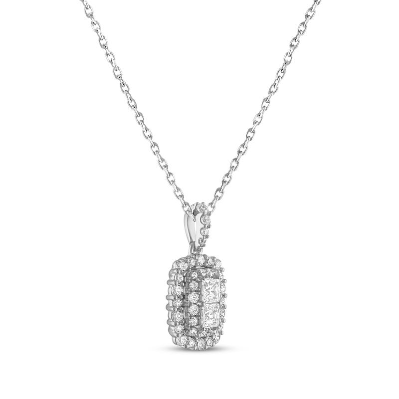 Forever Connected Diamond Necklace 1/2 ct tw Princess & Round-cut White Gold Plated 18