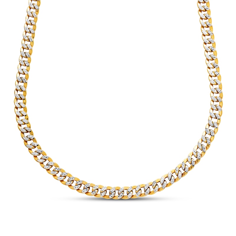 Semi-Solid Curb Link Necklace Two-Tone Gold Plated 22