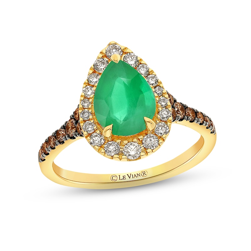 Le Vian Emerald Ring 1/2 ct tw Diamonds Honey Gold Plated - Size 7