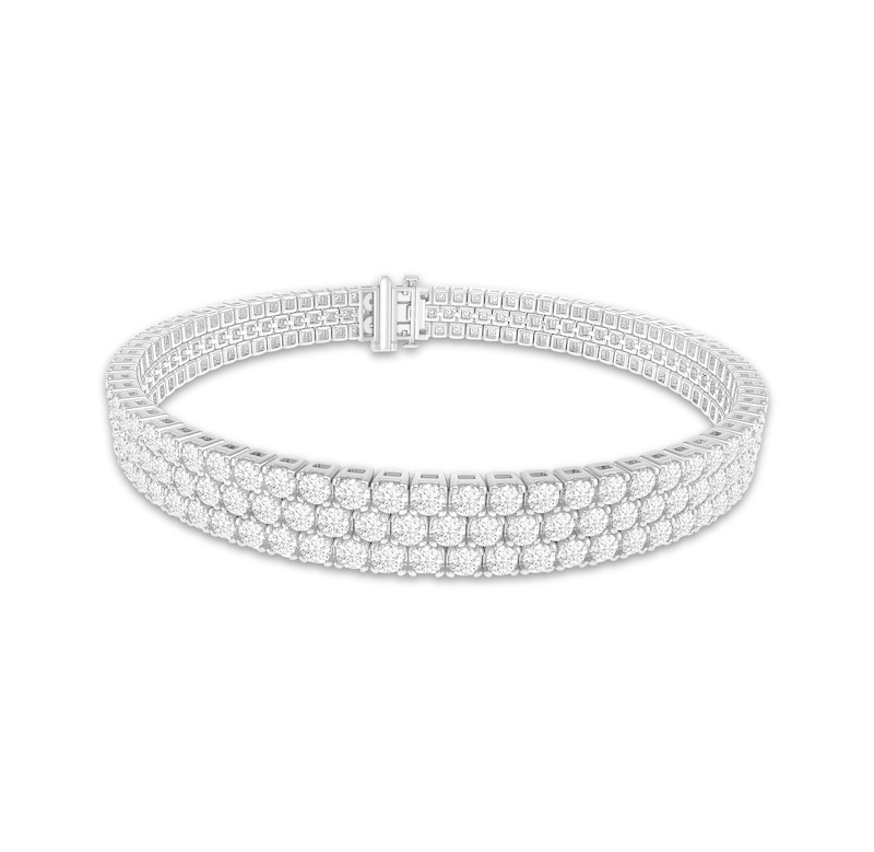 Lab-Created Diamonds by Triple-Row Bracelet 10 ct tw White Gold Plated 7.25