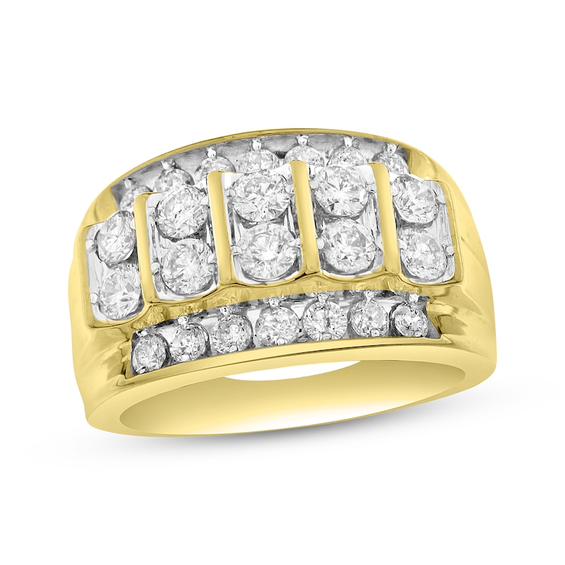 Men's Diamond Ring 2 ct tw Round-cut Yellow Gold Plated