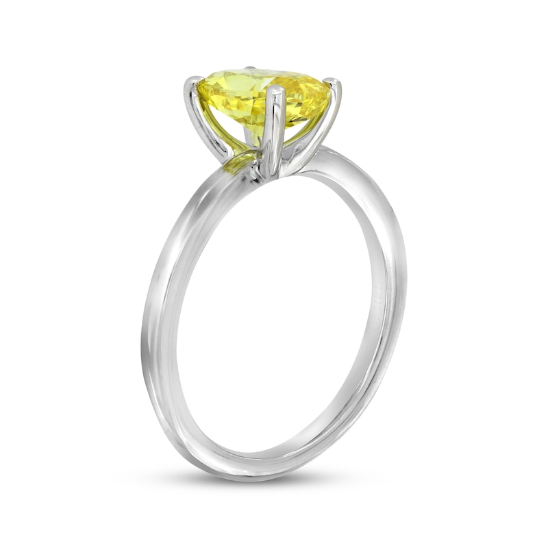 Lab-Created Diamonds by Yellow Oval-Cut Solitaire Ring 1-1/2 ct tw White Gold Plated