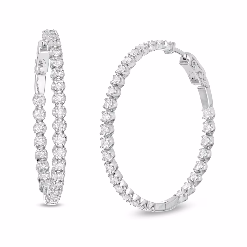 Marilyn Monroeâ¢ Collection 3 CT. T.W. Journey Diamond Inside-Out Hoop Earrings in 10K White Gold