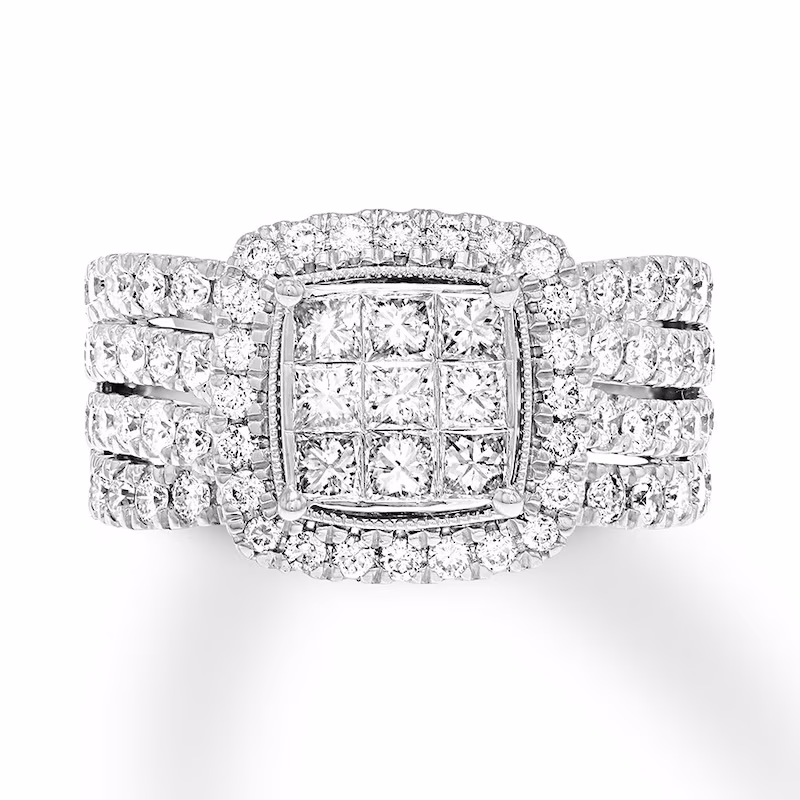 Diamond Engagement Ring 2 ct tw Princess-cut 10K White Gold