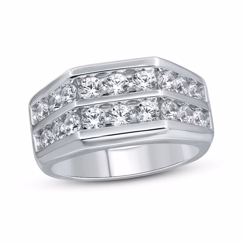 Now + Forever Men's Diamond Wedding Ring 2 ct tw Round-cut 10K White Gold