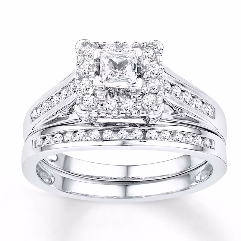 Now + Forever Diamond Bridal Set 5/8 ct tw Round-cut 10K White Gold
