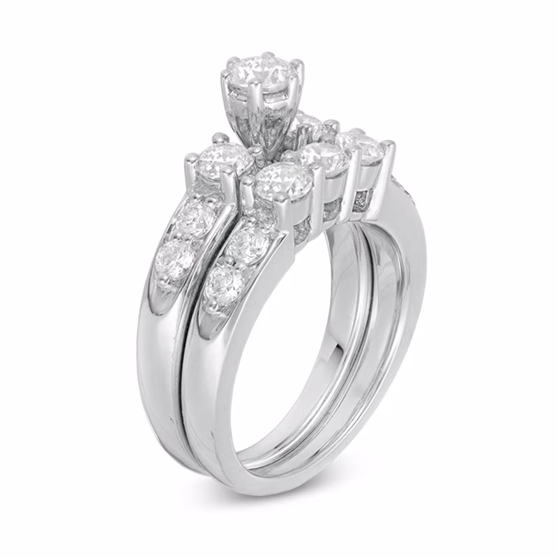 3 CT. T.W. Diamond Past Present FutureÂ® Bridal Set in 14K White Gold