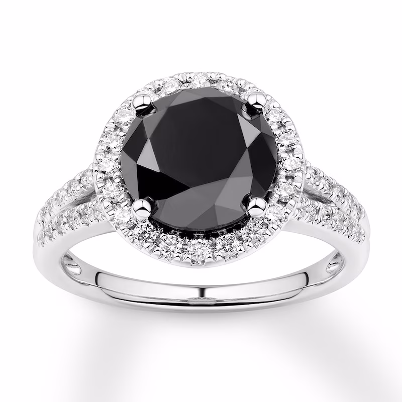 Black Diamond Engagement Ring 4-1/3 ct tw 14K White Gold