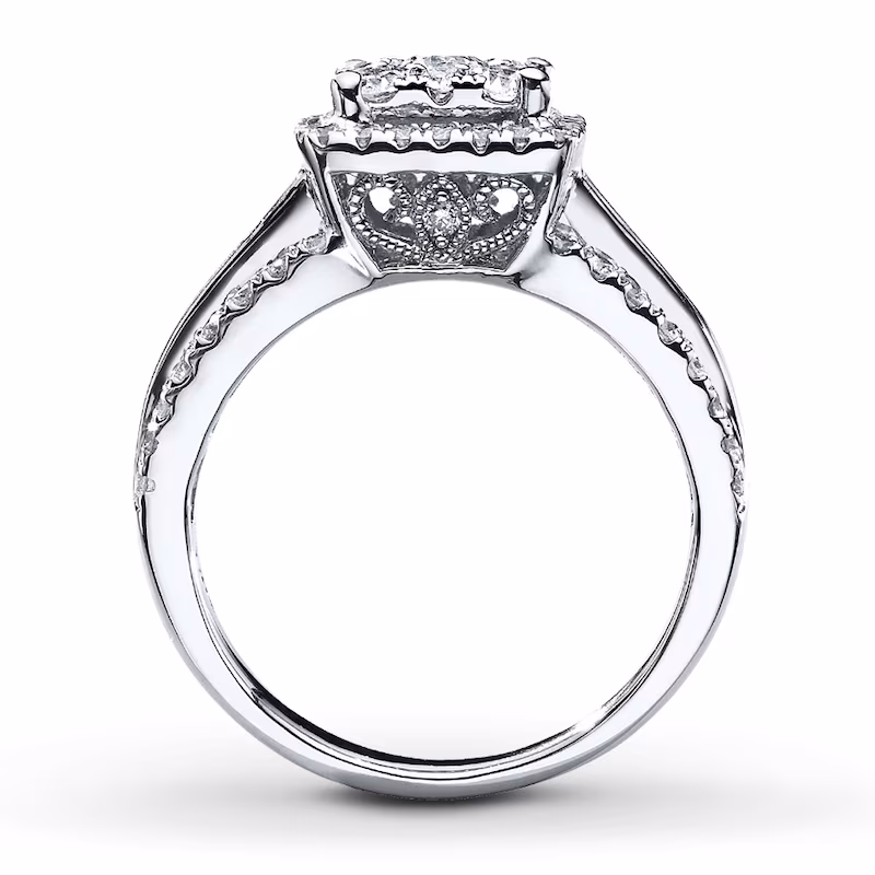 Multi-Stone Diamond Engagement Ring 1-1/2 ct tw Round-cut 14K White Gold