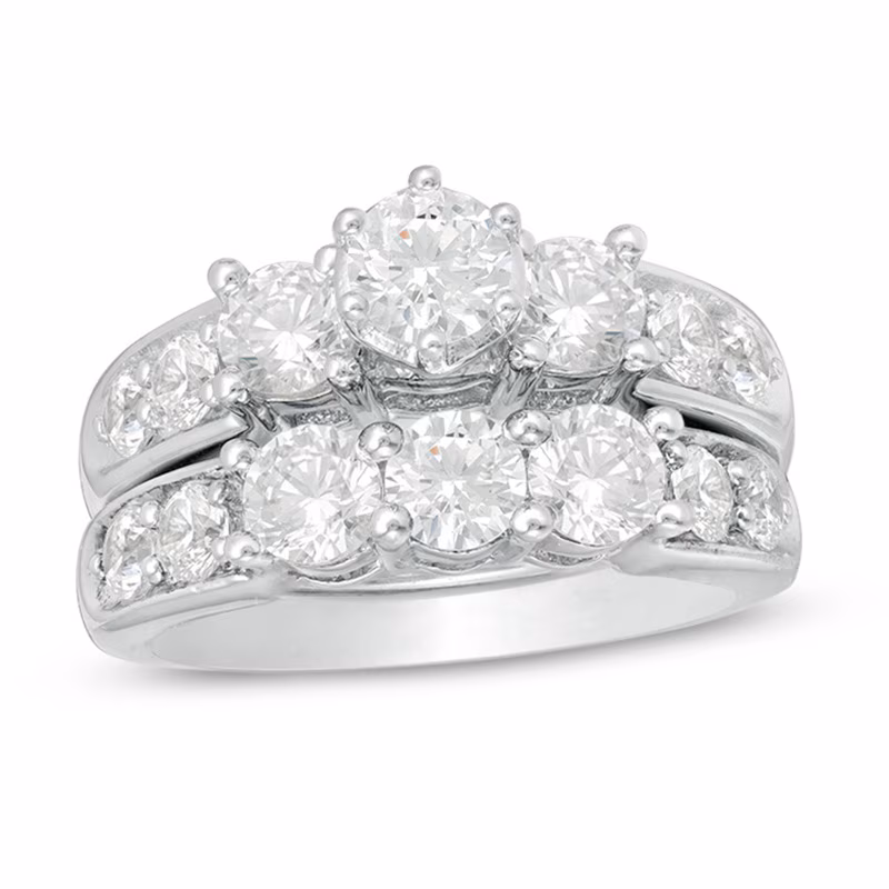 3 CT. T.W. Diamond Past Present FutureÂ® Bridal Set in 14K White Gold