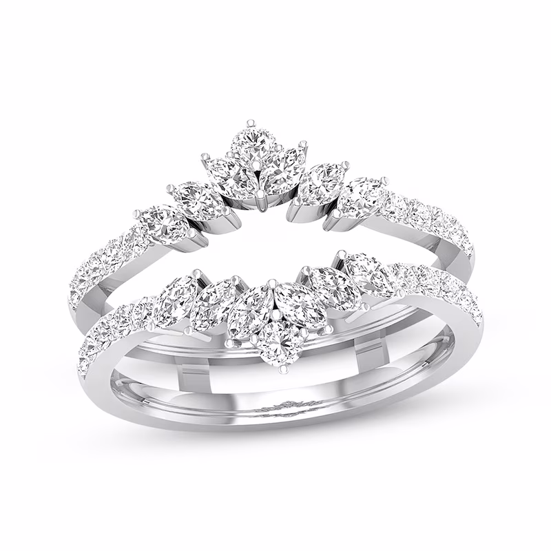 Now + Forever Diamond Enhancer Ring 3/4 ct tw Marquise/Round 14K White Gold
