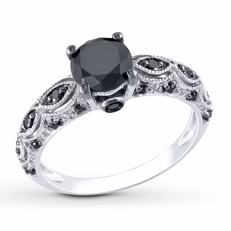 Now + Forever Black Diamond Ring 1-1/4 Carats tw 10K White Gold