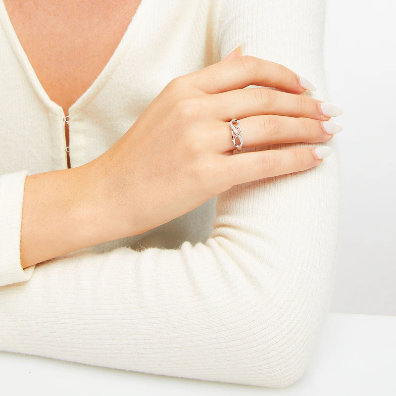 Diamond Wing & Infinity Promise Ring 1/15 ct tw Sterling Silver & 10K Rose Gold