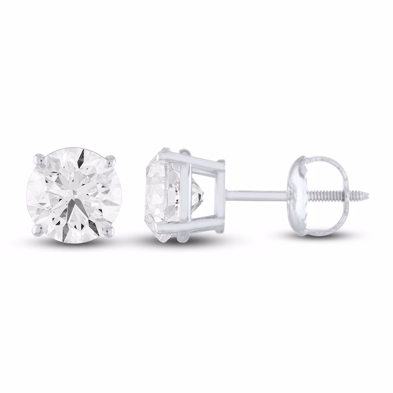 Diamond Solitaire Earrings 1-1/2 ct tw Round-cut 14K White Gold (I/I3)
