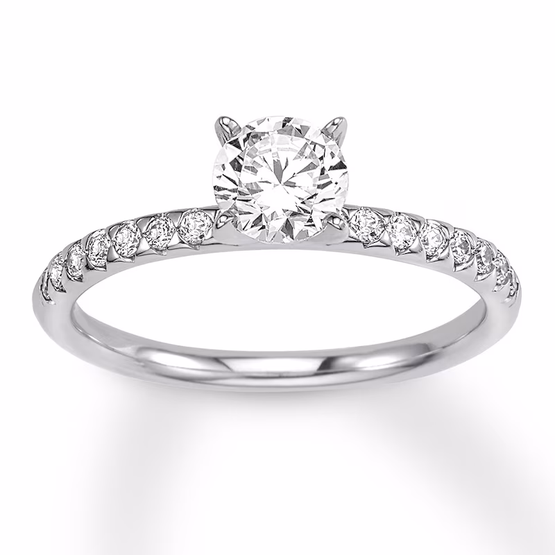 Diamond Engagement Ring 3/4 ct tw Round-cut 14K White Gold - Size 9