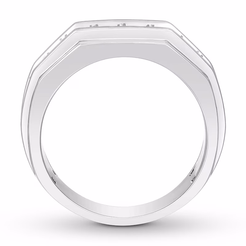 Men's Diamond Wedding Band 1 ct tw Round-cut 10K White Gold