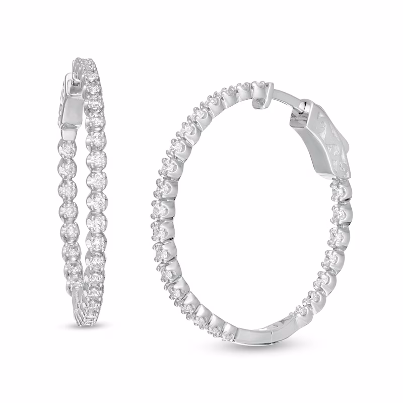 Marilyn Monroeâ¢ Collection 1 CT. T.W. Journey Diamond Inside-Out Hoop Earrings in 10K White Gold