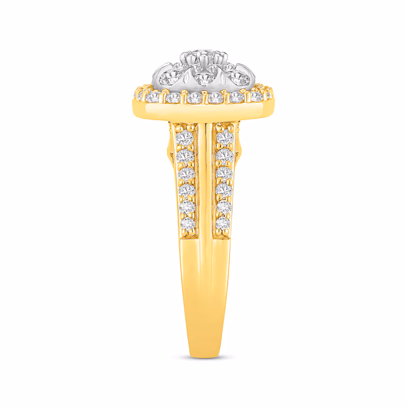 Now + Forever Multi-Diamond Center Cushion-Frame Engagement Ring 2 ct tw 14K Two-Tone Gold