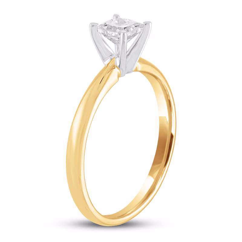 Now + Forever Diamond Solitaire Engagement Ring 1/2 ct tw Princess-cut 14K Yellow Gold (I/I2)