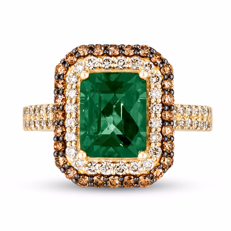 Le Vian Natural Emerald Ring 7/8 ct tw Diamonds 14K Honey Gold