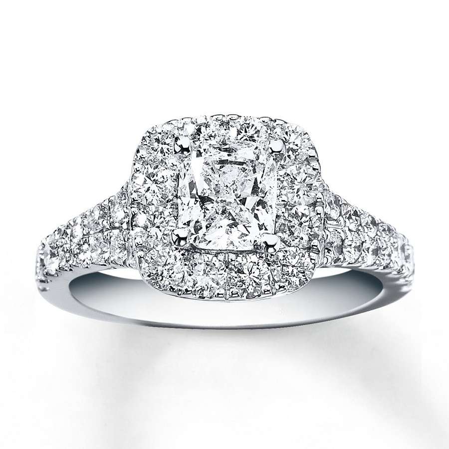 Neil Lane Diamond Engagement Ring 2-1/6 ct tw Cushion-cut  14K White Gold