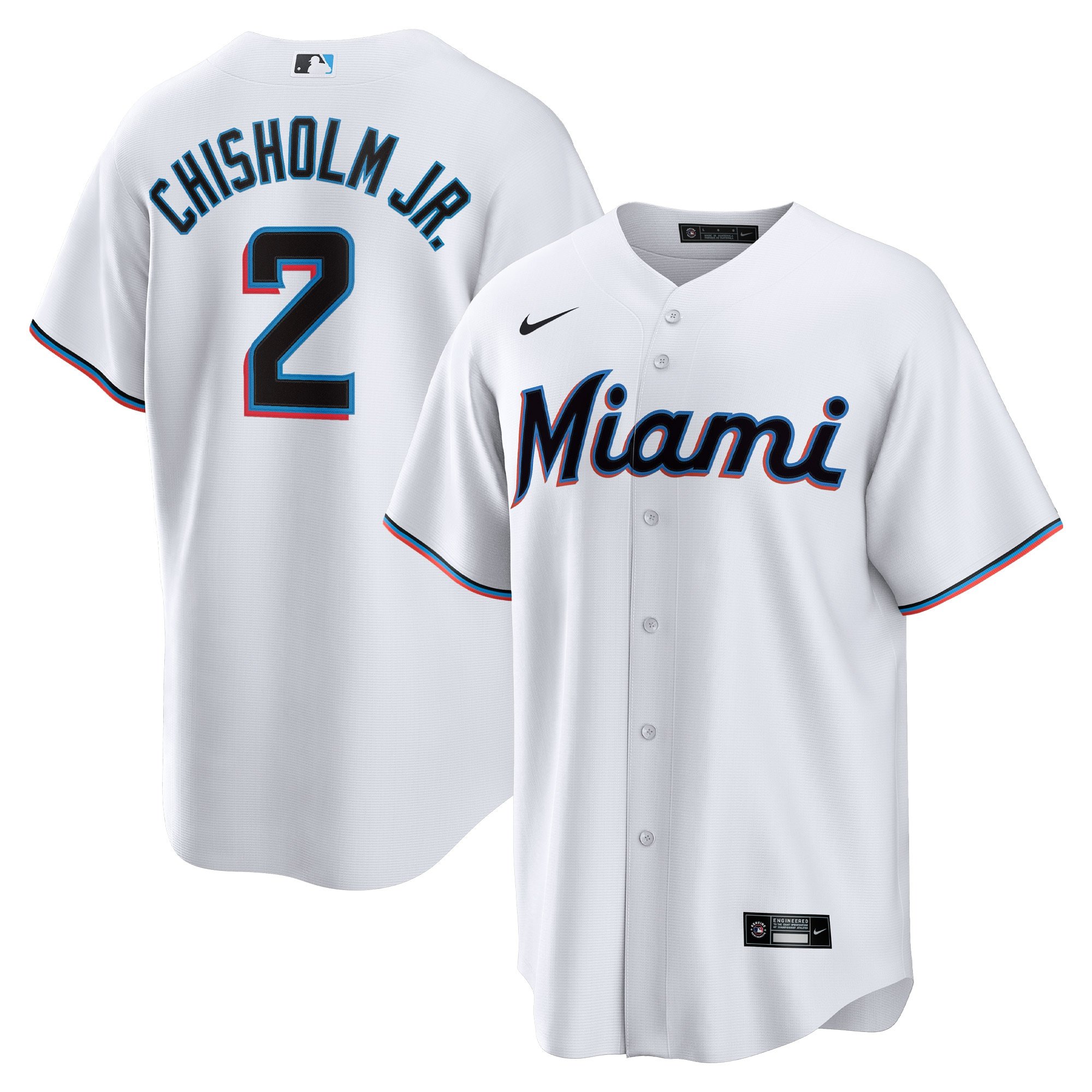 Men's Miami Marlins Jazz Chisholm Jr.  White Home Replica Player Jersey