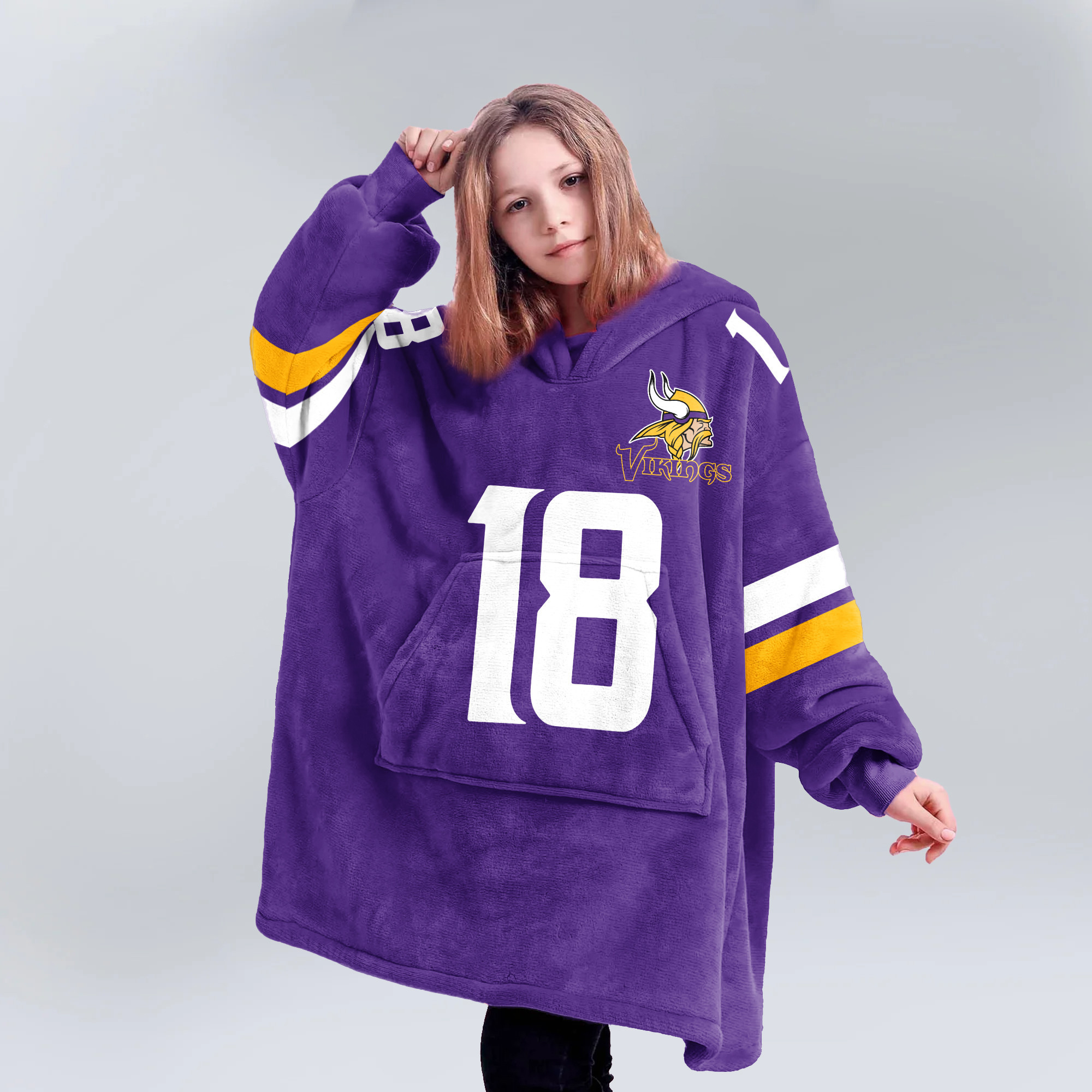 Adult JJ 18 Minnesota Football Unisex Blanket Hoodie