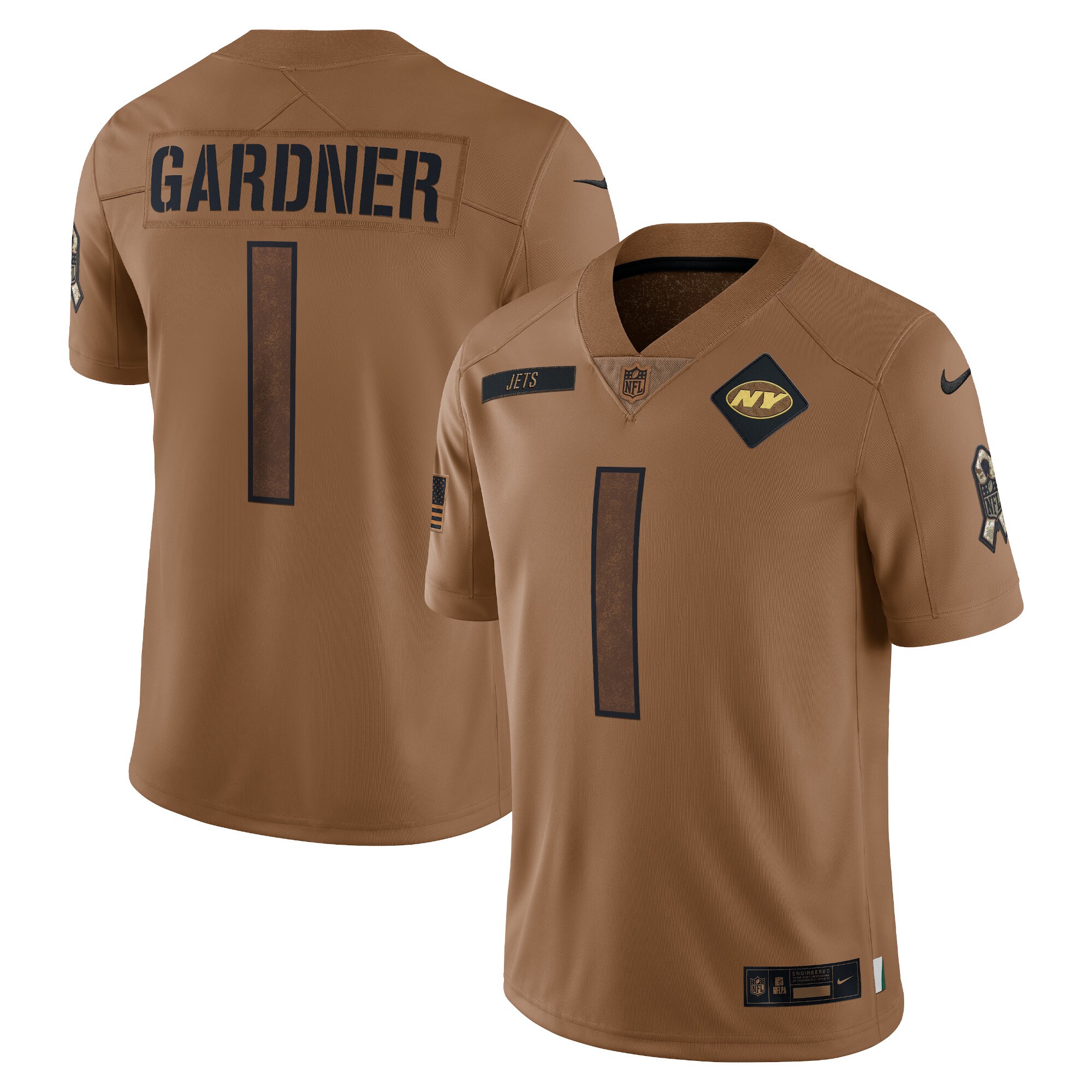 Ahmad Sauce Gardner New York Jets  2023 Salute To Service Limited Jersey - Brown