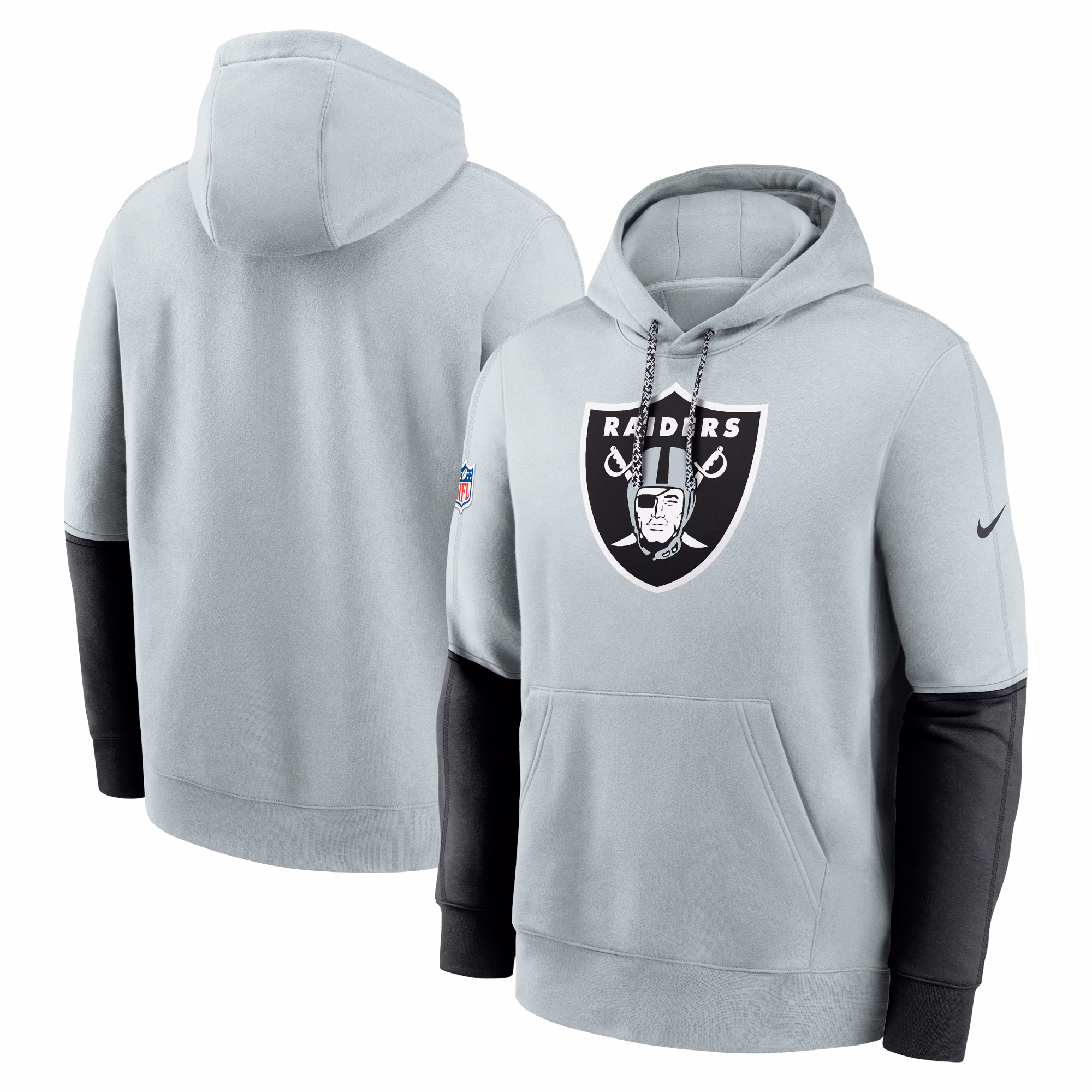 Las Vegas Raiders 2024 Sideline Club Pullover Hoodie - Silver