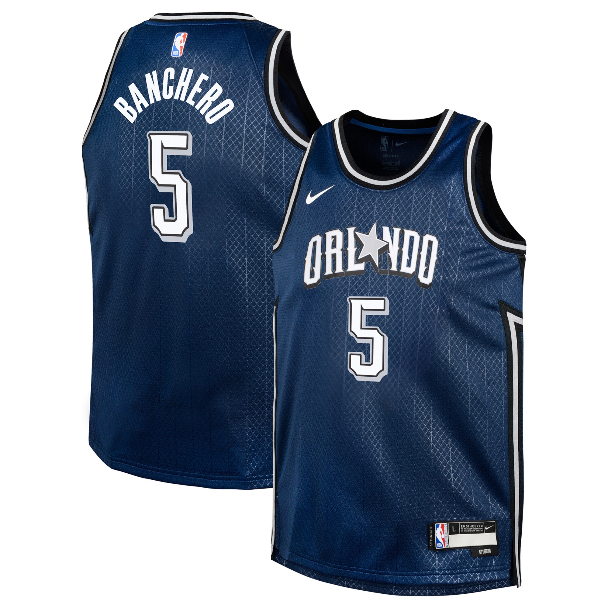 Youth Orlando Magic Paolo Banchero  Navy 2023/24 Swingman Replica Jersey - City Edition