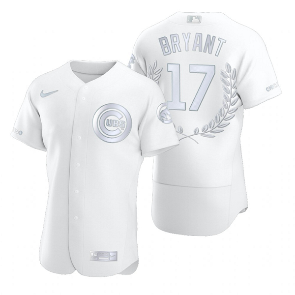 Men's Chicago Cubs #17 Kris Bryant White  Flexbase Fashion Jersey