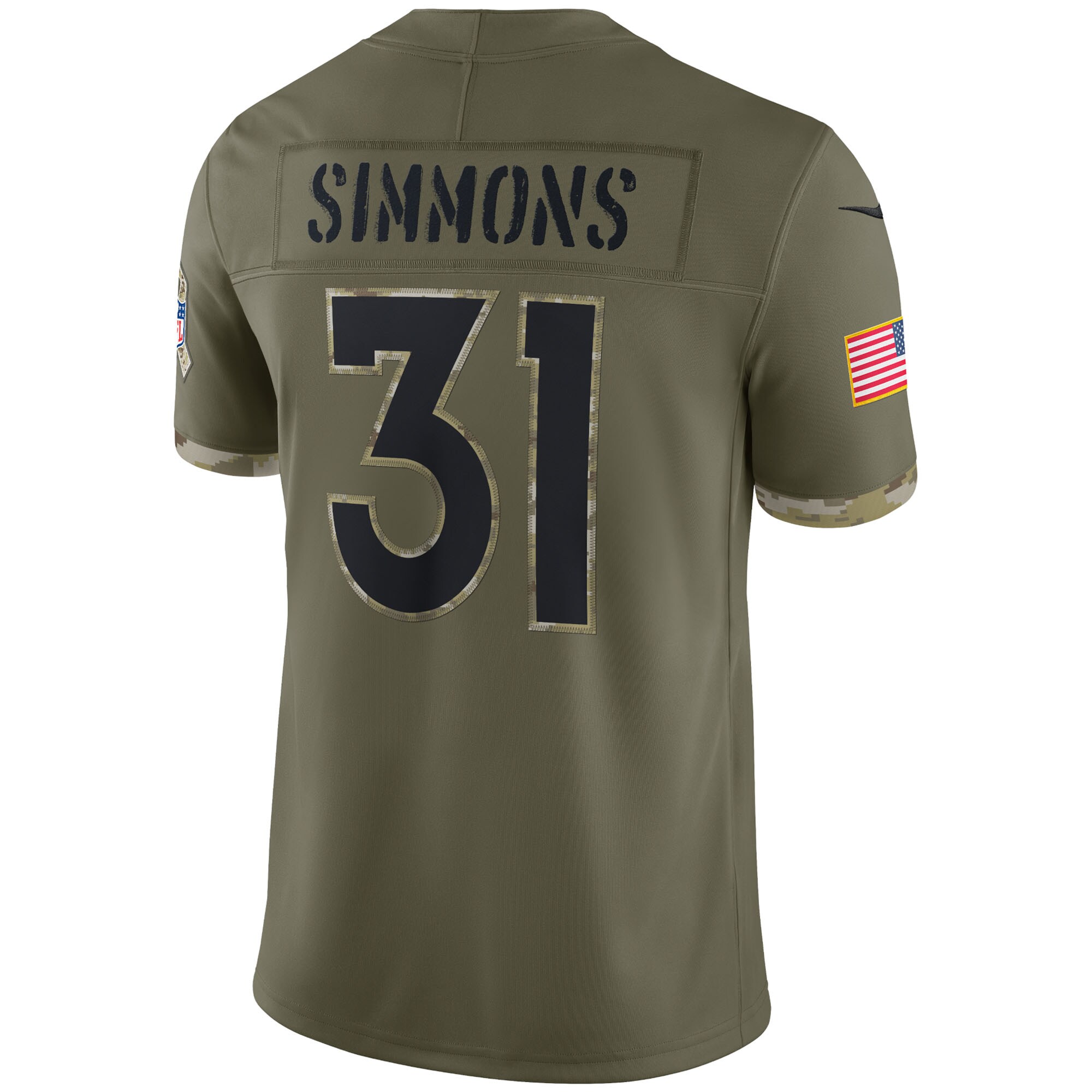 Justin Simmons Denver Broncos  2022 Salute To Service Limited Jersey - Olive
