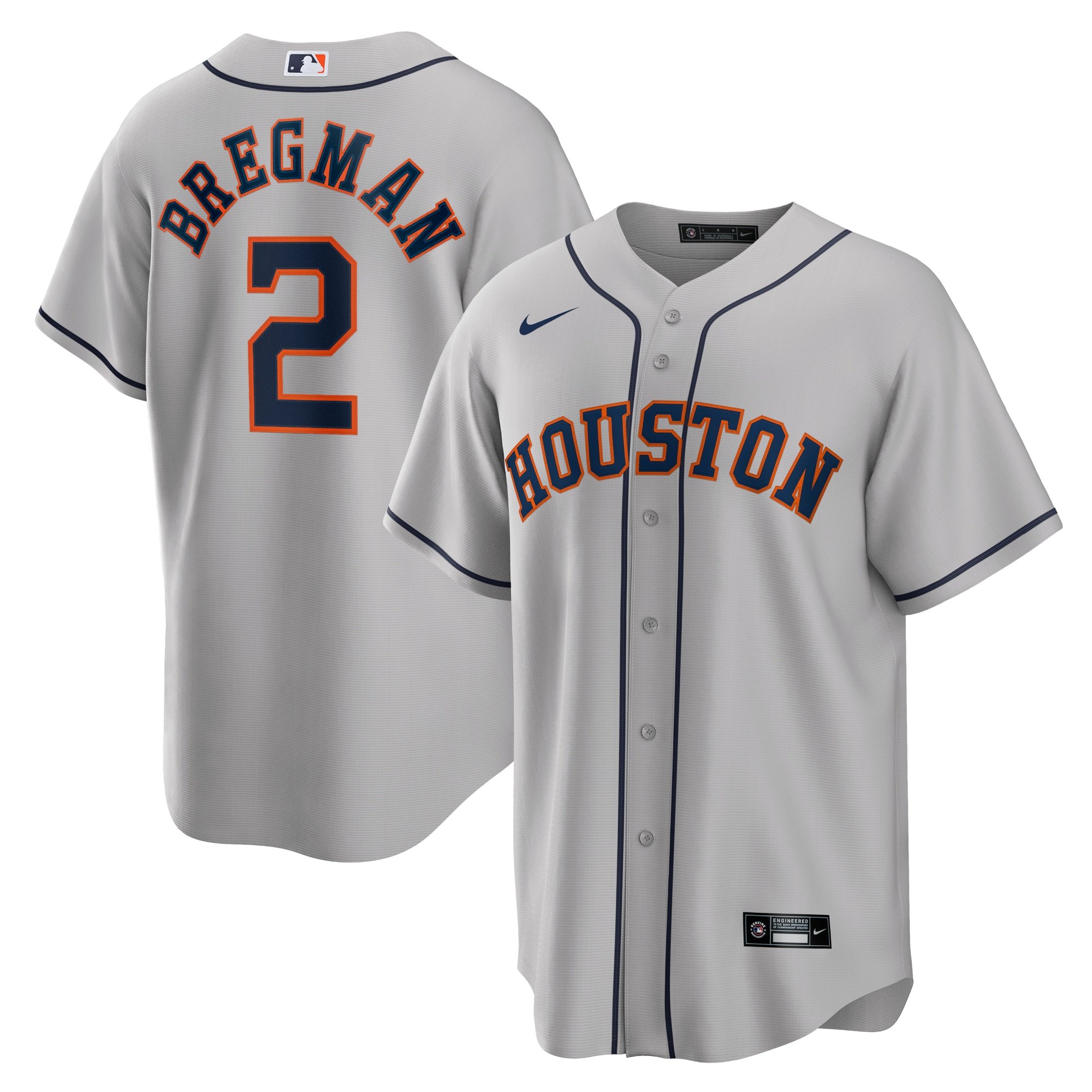 Men's Houston Astros Alex Bregman  Gray Road Replica Player Name Jersey