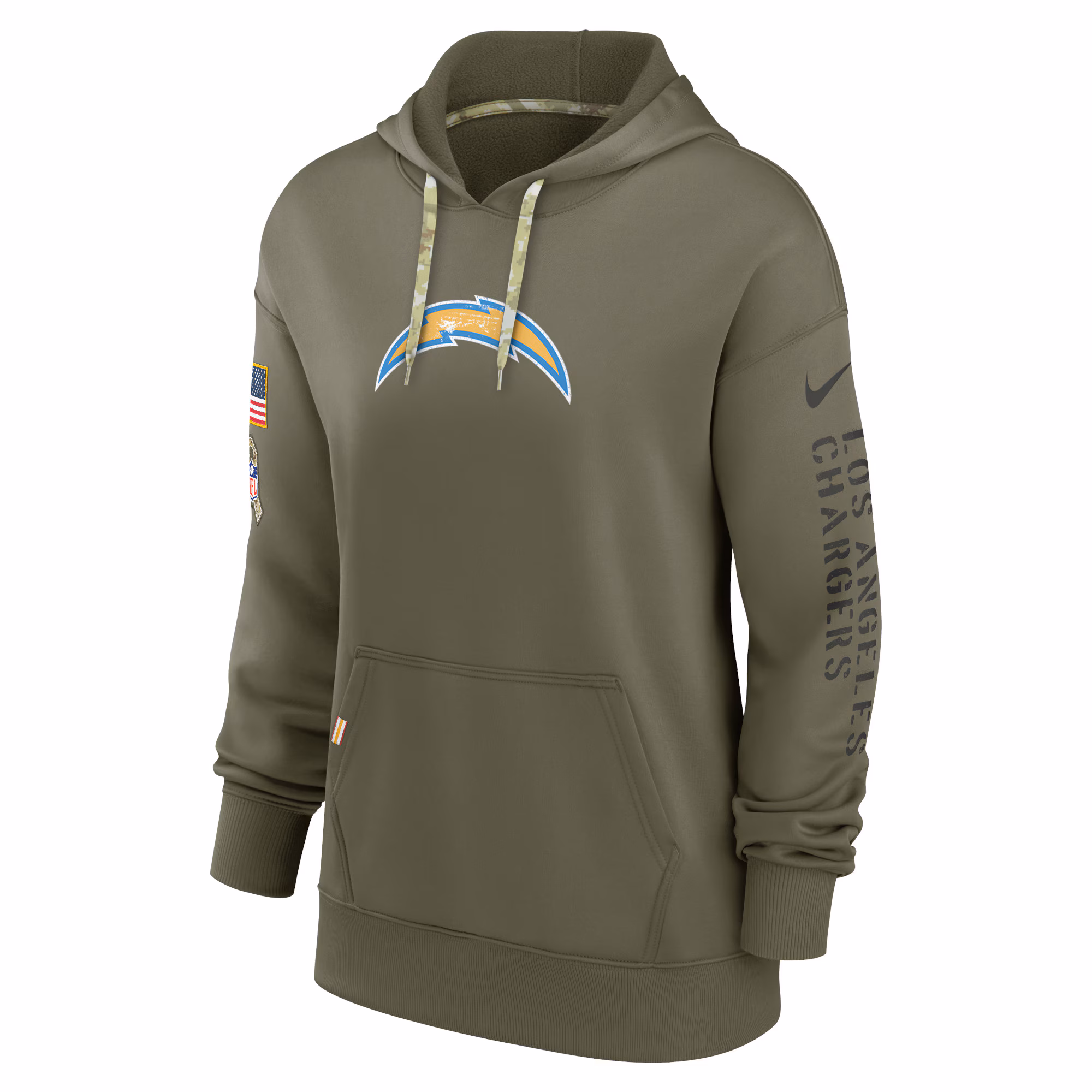 Los Angeles Chargers Women's 2022 Salute To Service Performance Pullover Hoodie - Olive