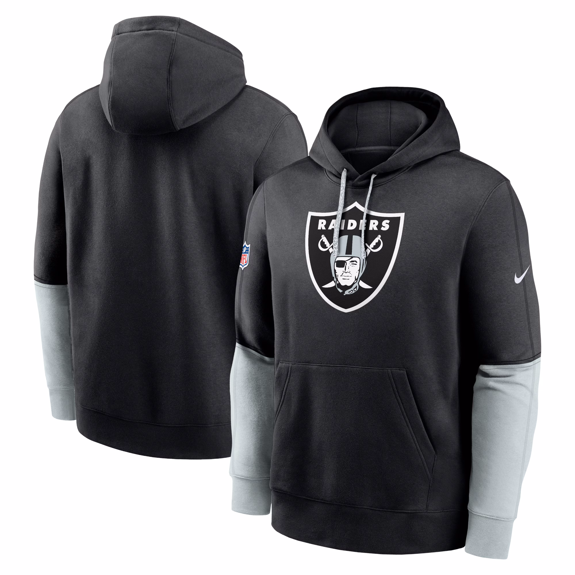 Las Vegas Raiders 2024 Sideline Club Pullover Hoodie - Silver
